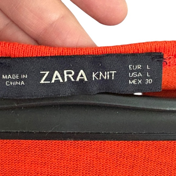 Zara Knit Womens Orange Embroidered Mini Dress Size Large 100% Cotton - Picture 4 of 8